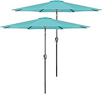 Vista 16 de YSSOA Sombrilla de patio de 9 pies con 8 varillas resistentes, paquete de 2 unidades de 9 pies, color rojo, paquete de 2