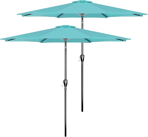 Miniatura 16 de YSSOA Sombrilla de patio de 9 pies con 8 varillas resistentes, paquete de 2 unidades de 9 pies, color rojo, paquete de 2