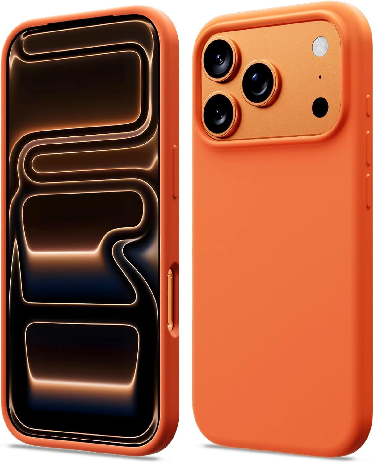 DIZORO Compatible with (iPhone 17 Pro Max Case)(2025), Liquid Silicone 3 Layers Full Covered Soft Gel Rubber Phone Case,Shockproof Protective Cover with Anti-Scratch Microfiber Lining- Cosmos Orange-image-24