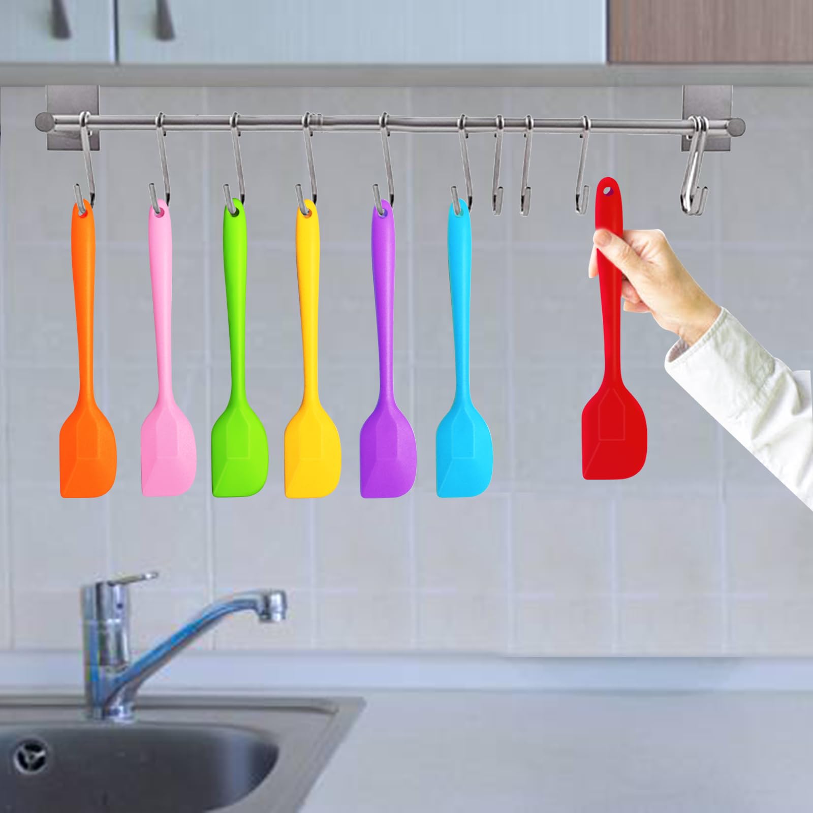 84 mini espátulas de silicona a granel de 8.3 pulgadas, espátulas antiadherentes de goma, juego de espátulas de goma flexibles resistentes al calor para uso en cocina, herramienta de mezcla