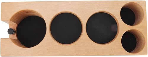 Miniatura 5 de Soporte de madera para filtro de café con paspartú, estación de amortiguación de espresso de 5 agujeros, soporte de madera para expreso (S)