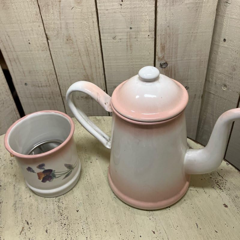 Amazon | 野田ホーロー 花柄アンティーク 2段 コーヒーポット | 有限