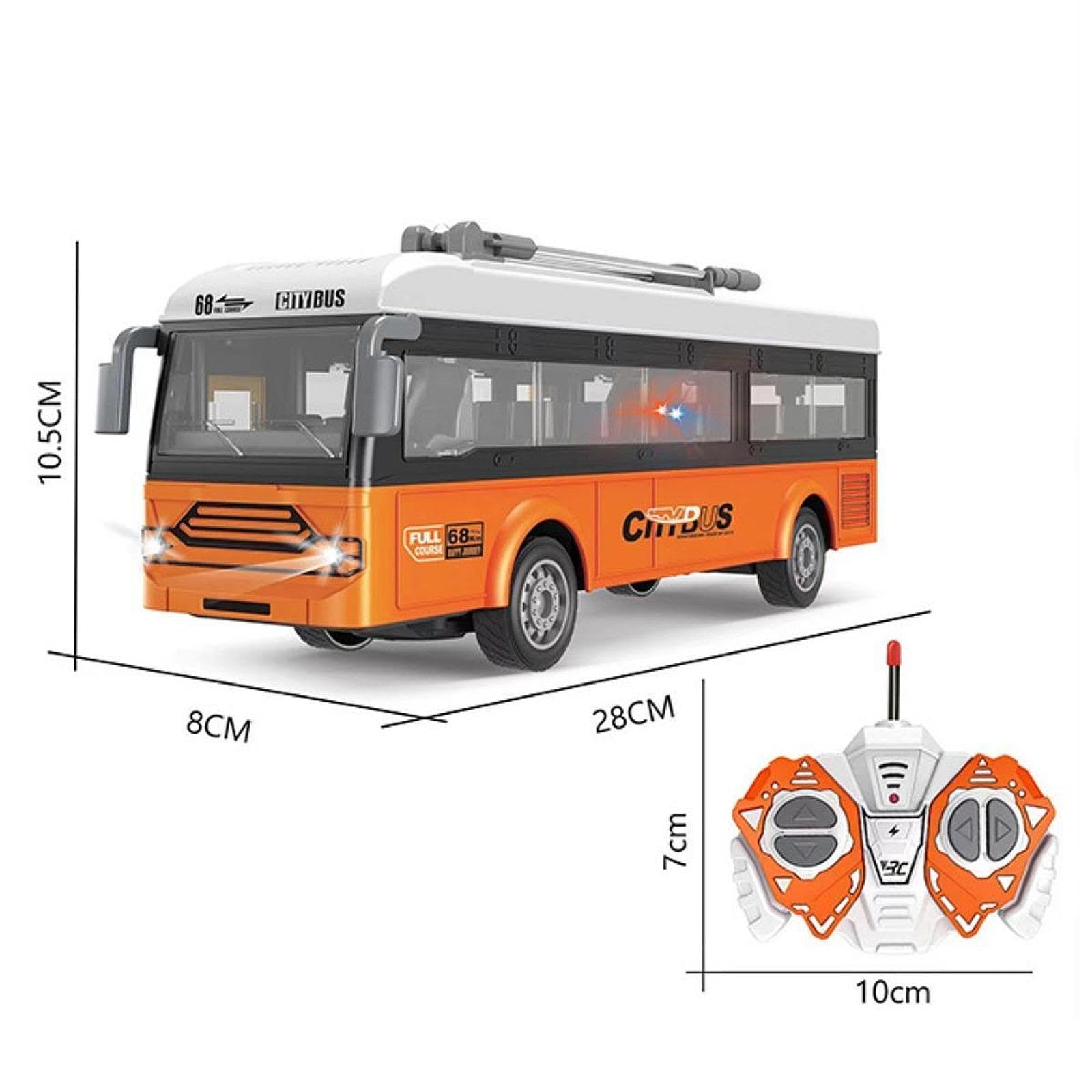 kowaku Autobús eléctrico a Control Remoto para niños, autobús Urbano a Control Remoto, simulación 1:30, Regalos con Luces realistas, Modelo de Juguete, Autobús Urbano Naranja