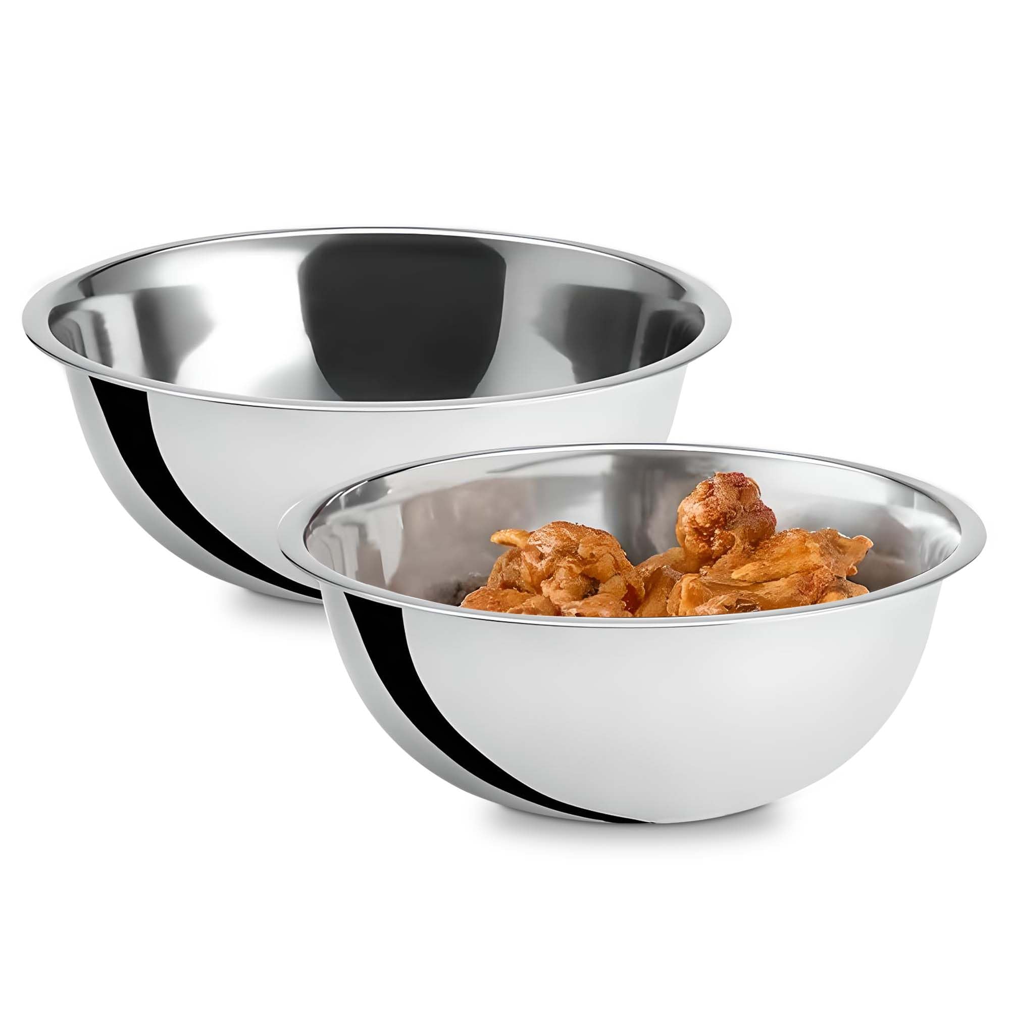 OCS Parts 3 Quart Mixing Bowls | Set of 2 | 9.75-Inch Stainless Steel Professional Grade Flat Base Mixing Bowls for Home and Commercial Kitchens |
