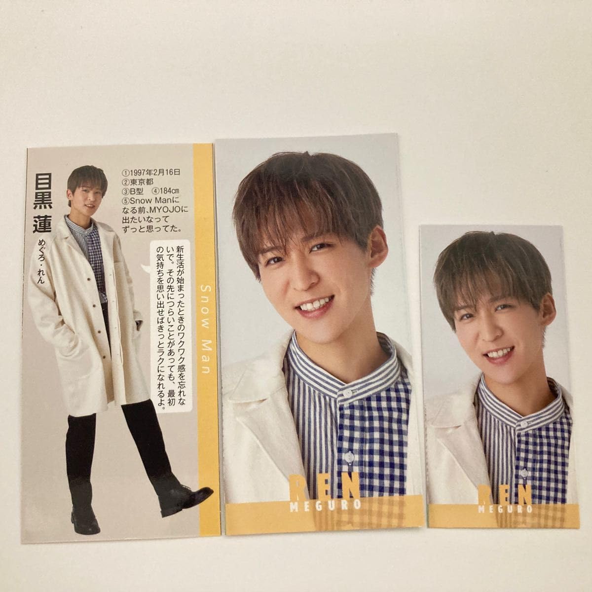 目黒蓮 デタカ SnowMan 目黒蓮 データーカード 厚紙⁄デタカ 263枚セット