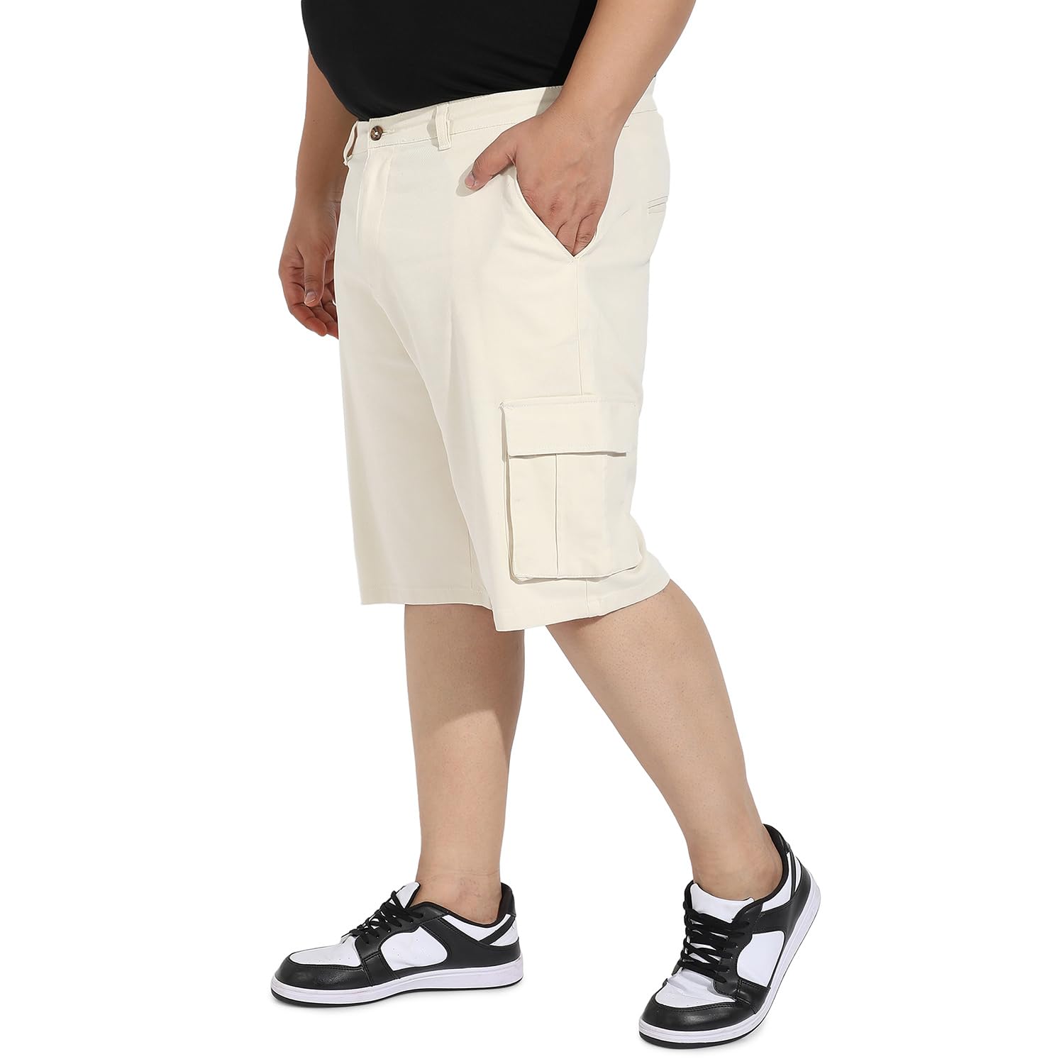 instafab Plus Men's Cargo Shorts for Casual Wear | 6 Pockets | Plus Size Fit | Button Closure | Cotton Poly Cargo Shorts Crafted with Comfort Fit for Everyday Wear-picture-32