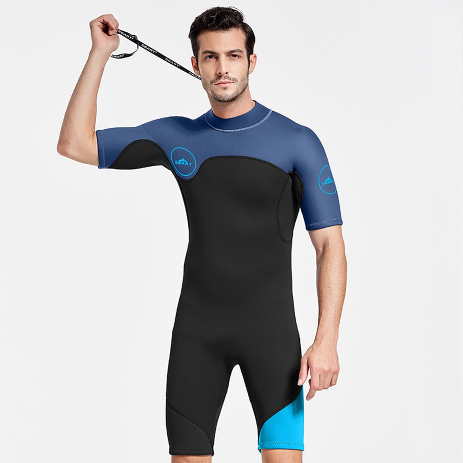 Traje De Buceo para Hombres De 2 Mm, Trajes De Buceo De Neopreno Surf Natación Manga Corta Cremallera Trasera En Agua Fría para Deportes Acuáticos