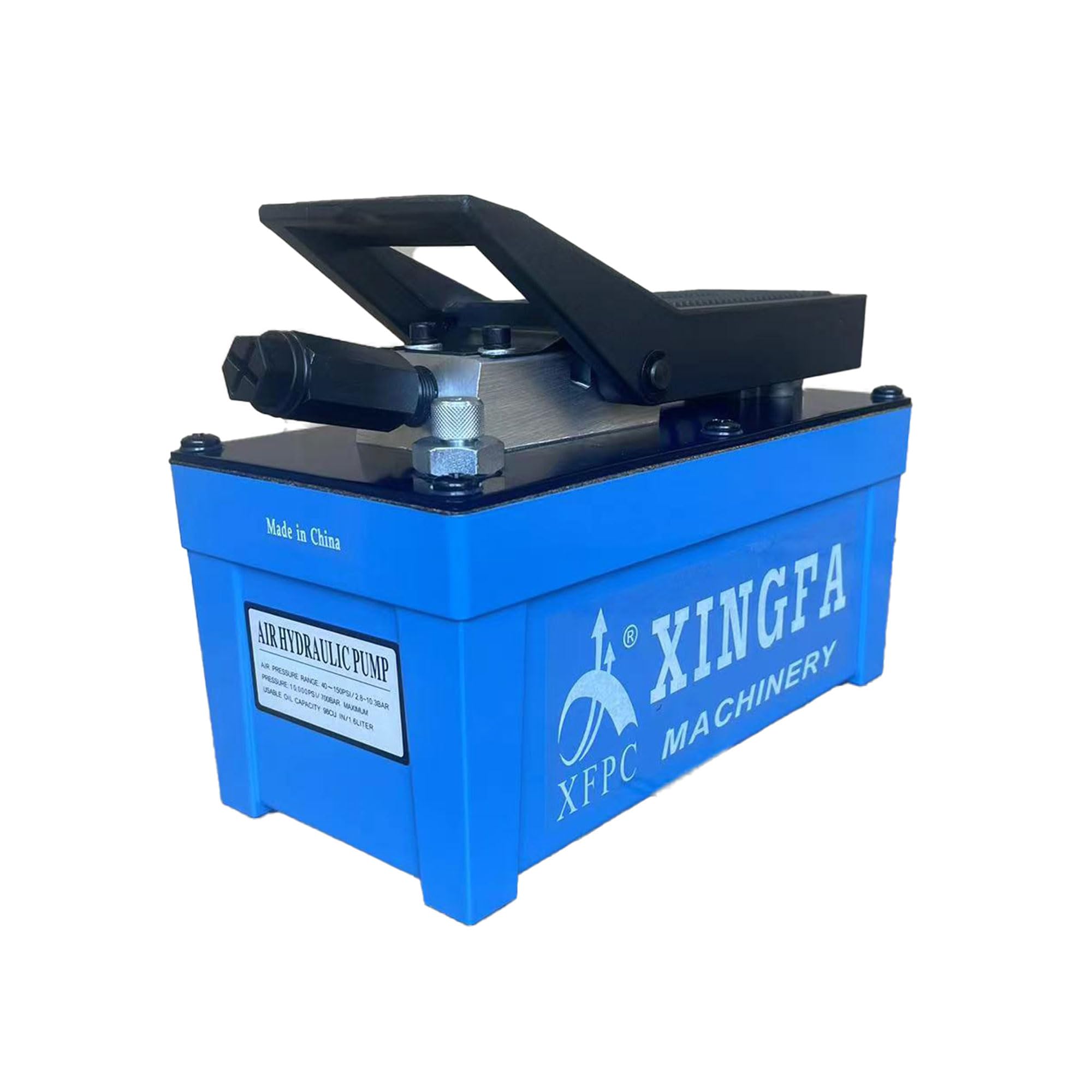 Latest Upgraded Version Air Hydraulic Pump 10,000 PSI 1.7L Reservoir NPT 3/8" Oil Outlet, NPT 1/4" Inlet, Made of Aluminum, Equipped with Hydraulic Oil Filters and Silencer,Blue