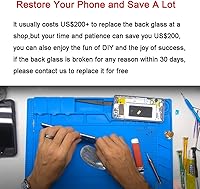 Vista 7 de Reemplazo de cristal trasero trasero para Samsung Galaxy S22 Ultra 6.8 pulgadas 5G con kit de herramientas de reparación y adhesivo preinstalado