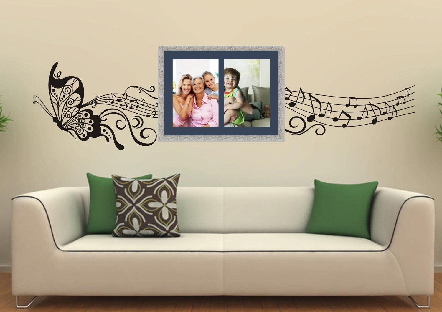 Cadres Photos pêle mêle multivues Bleu Fonce 2 Photo(s) 33x48 Passe Partout, Cadre Photo Mural 78x58 cm Taupe Gris, 3.5 cm de Largeur