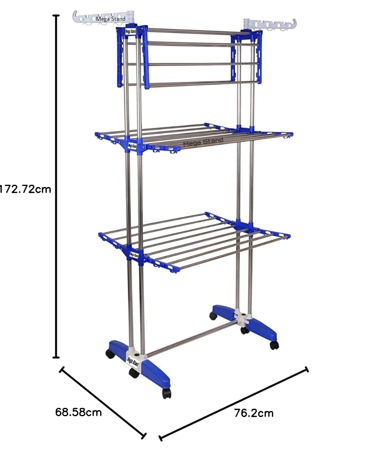 Mega Clothing Stand | Stylish Garment Stand | Hanging Rack | Clothes Hanger for Balcony & Bedroom | 3-Tier Folding Clothes Rail Clothes Horses Drying Rack (Royal Blue) offers donot miss 7 Mega Clothing Stand | Stylish Garment Stand | Hanging Rack | Clothes Hanger for Balcony & Bedroom | 3-Tier Folding Clothes Rail Clothes Horses Drying Rack (Royal Blue) offers donot miss