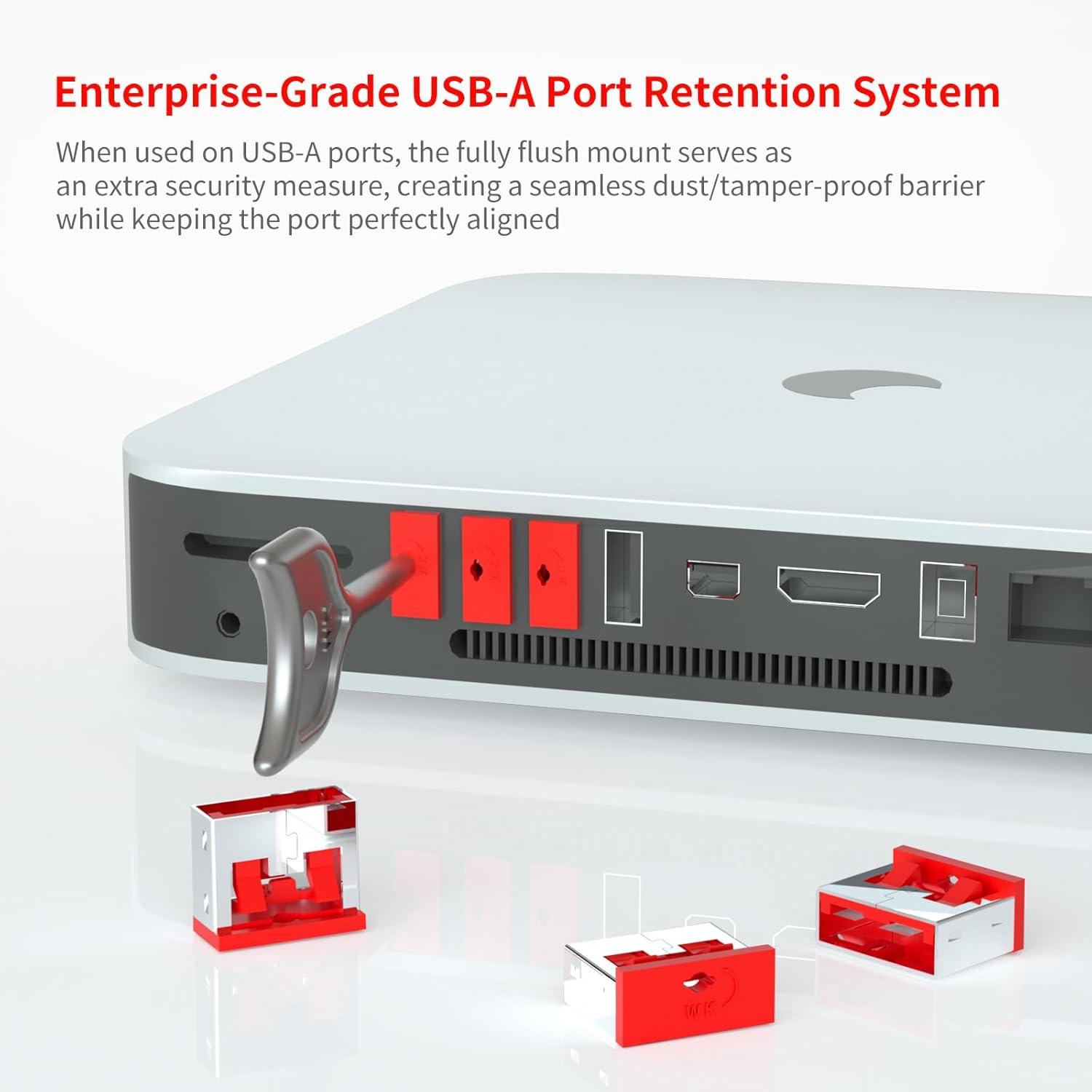 24PCS USB Metal Port Lock Blocker with 2 Keys - Secure USB-A Port Protector for PC/Laptop, Anti-Theft Data Security Lock, Dust & Moisture Proof Cover, Removable Type-A Connector Red