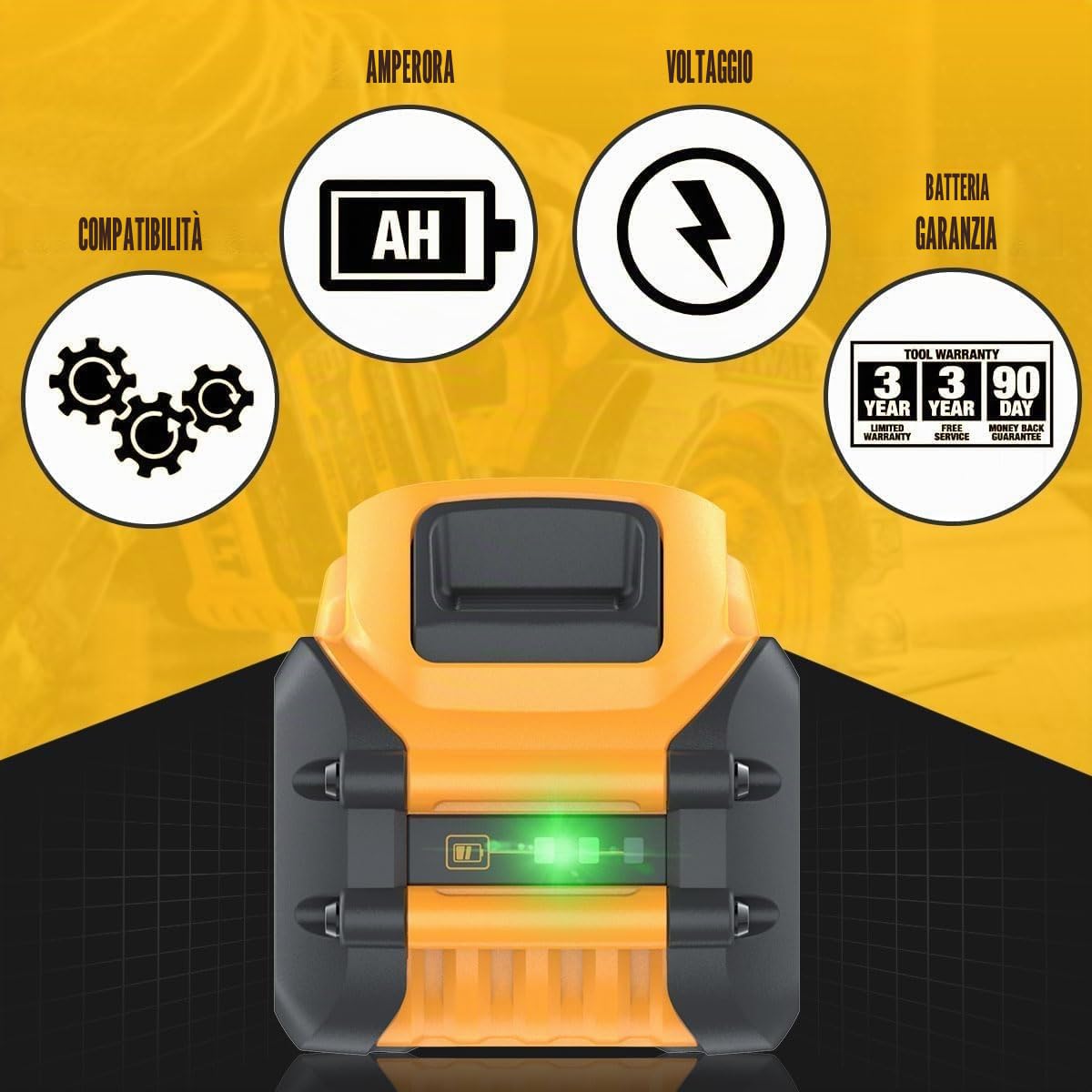 Batteria di ricambio Bonadget 20 V/60 V 9,0 Ah per Dewalt DCB609 DCB606 DCB612 DCB184 DCB546 DCB200 DCB201 DCB182 agli ioni di litio e caricabatterie, adatta per utensili elettrici Dewalt 20 V/60 V