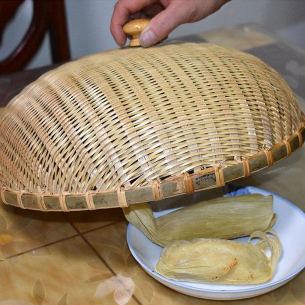Alipis Bamboo Woven Food Dome Lid Cover Bamboo Serving Basket Outdoor Picnic Food Cover Net Tent for Parties Picnics BBQs 33cm A, 33.00X33.00X12.00CM, 56B403Z17VIY92ZQV