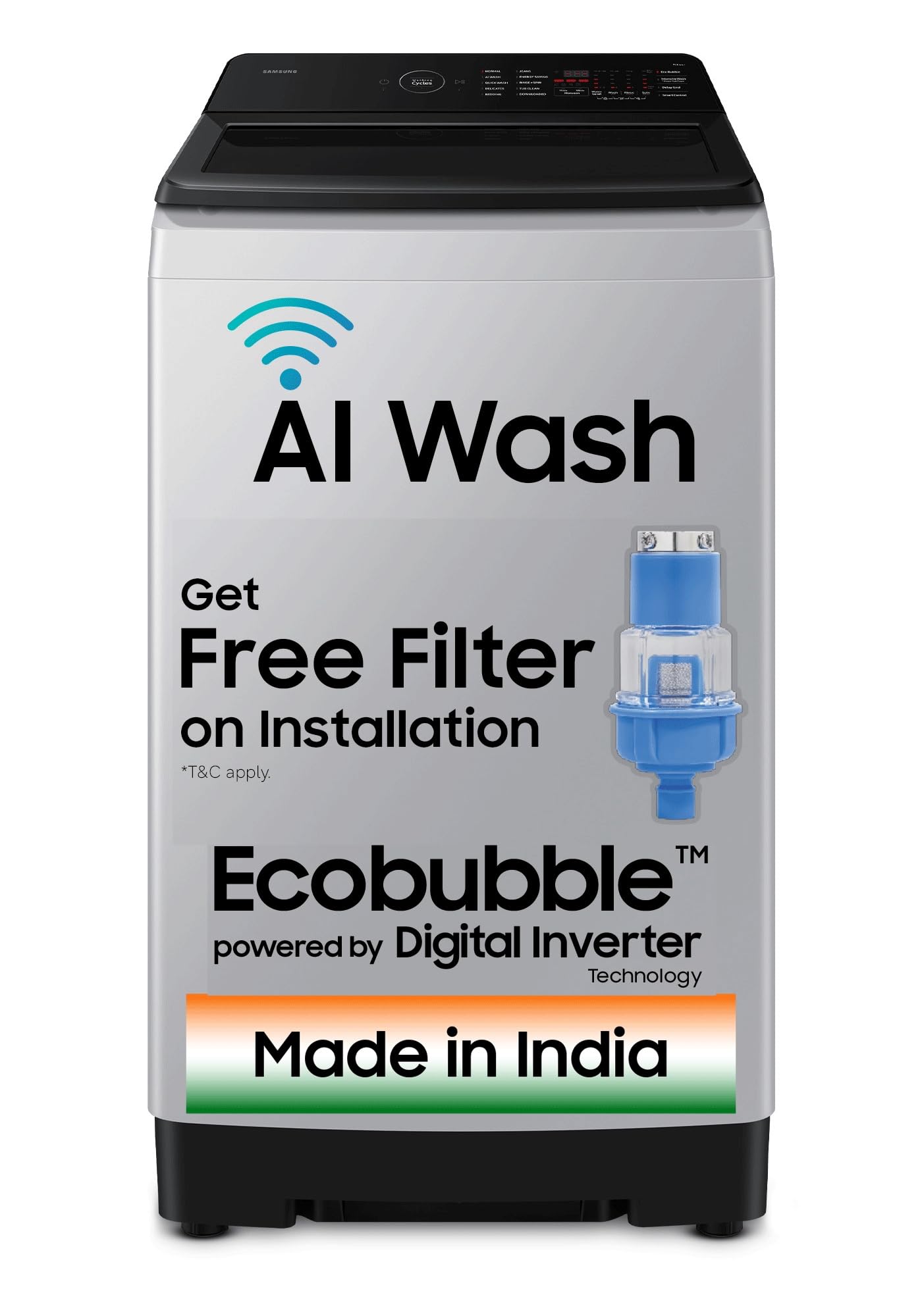 Samsung 10 Kg, 5 Star, AI Wash, AI Ecobubble, AI Energy Mode, AI VRT+, Soft Closing Door, Wi-Fi, Digital Inverter, Fully-Automatic Top Load Washing Machine (WA80F10E2LTL, Lavender Gray)-image-12