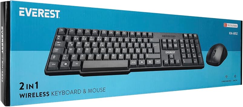 Everest KM-6852 Black Usb Wireless Combo Q Standard Keyboard + Mouse Set