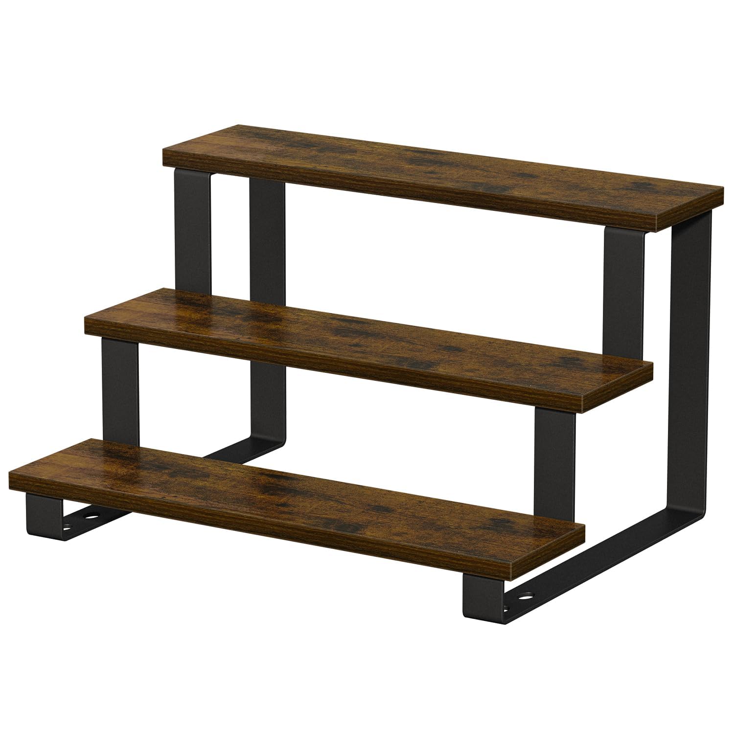 YINMIT Wooden Display Riser Stand, Tiered Perfume and Cologne Organizer Stand, 3 Tier Spice Rack Organizer, Rustic Display Shelf for Candles (Brown, 3 Tier Large)-image-3
