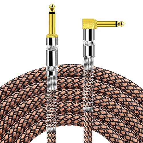 DISINO Cabo de guitarra, ângulo reto 1/4 polegada TS para reto 1/4 polegada TS cabo de instrumento d