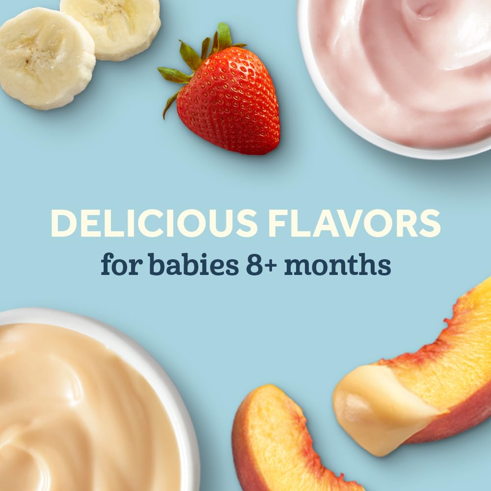 Gerber Baby Food, Yogurt Blends Snack, Strawberry, 2nd Foods, Baby Snacks, Baby Yogurt, Baby Food Stage 2, No Artificial Flavors or Sweeteners, No Preservatives, 4 oz Tubs (Pack of 2)