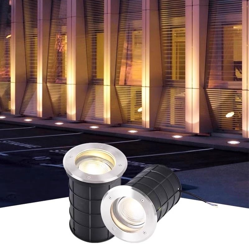 THEGA Outdoor Buried Lights - LED Landscape Lamp, AC 24V Low Voltage Recessed Spotlight, 15° Adjustable Angle Floor Lamp, IP67 Waterproof Ground Light, Garden Courtyard Underground Light(White,9W)