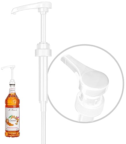 Paquete de 1 bomba de jarabe blanco Se adapta a botellas de jarabe de café de 25.4 fl oz Dispensador reutilizable para café saborizado, té,