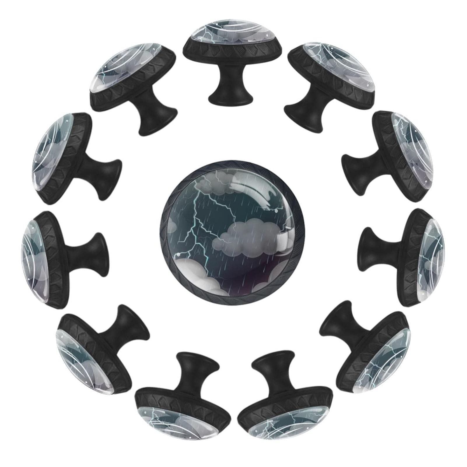Boutons de tiroir ronds 35 mm au motif ciel scandinave pour meuble enfant