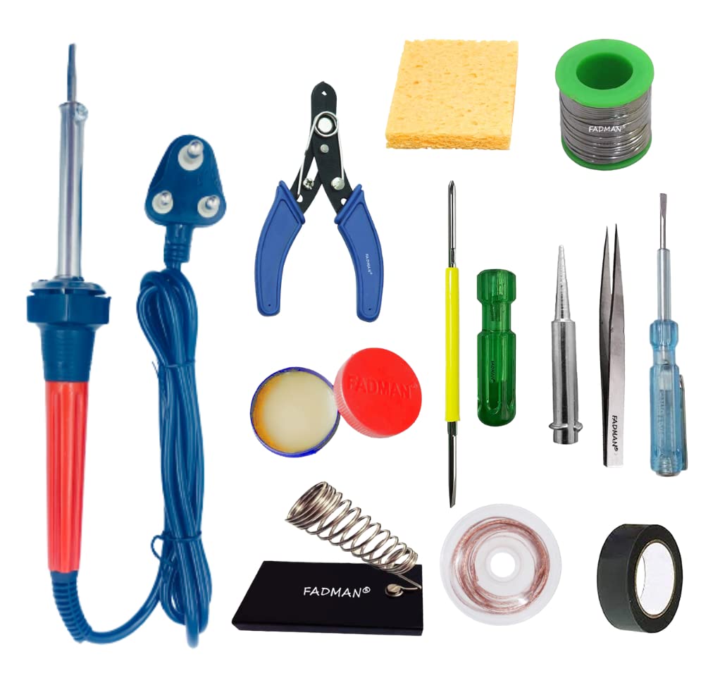 FADMAN SOLDERING IRON 60 W | BEST BUNDLE KIT | SOLDER WIRE | FLUX | STAND | WICK | SCREWDRIVER | BIT | TWEEZER | CUTTER | SPONGE | TAPE | SOLDERING IRON KIT (B0BSNV71Z9) Amazon Price History, Amazon Price Tracker