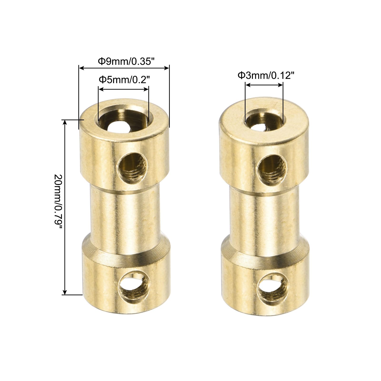 QUARKZMAN 6Pcs Raccords D'Arbre En Laiton 3mm à 6mm Avec Vis Et Clé Hexagonale - Coupleur Flexible