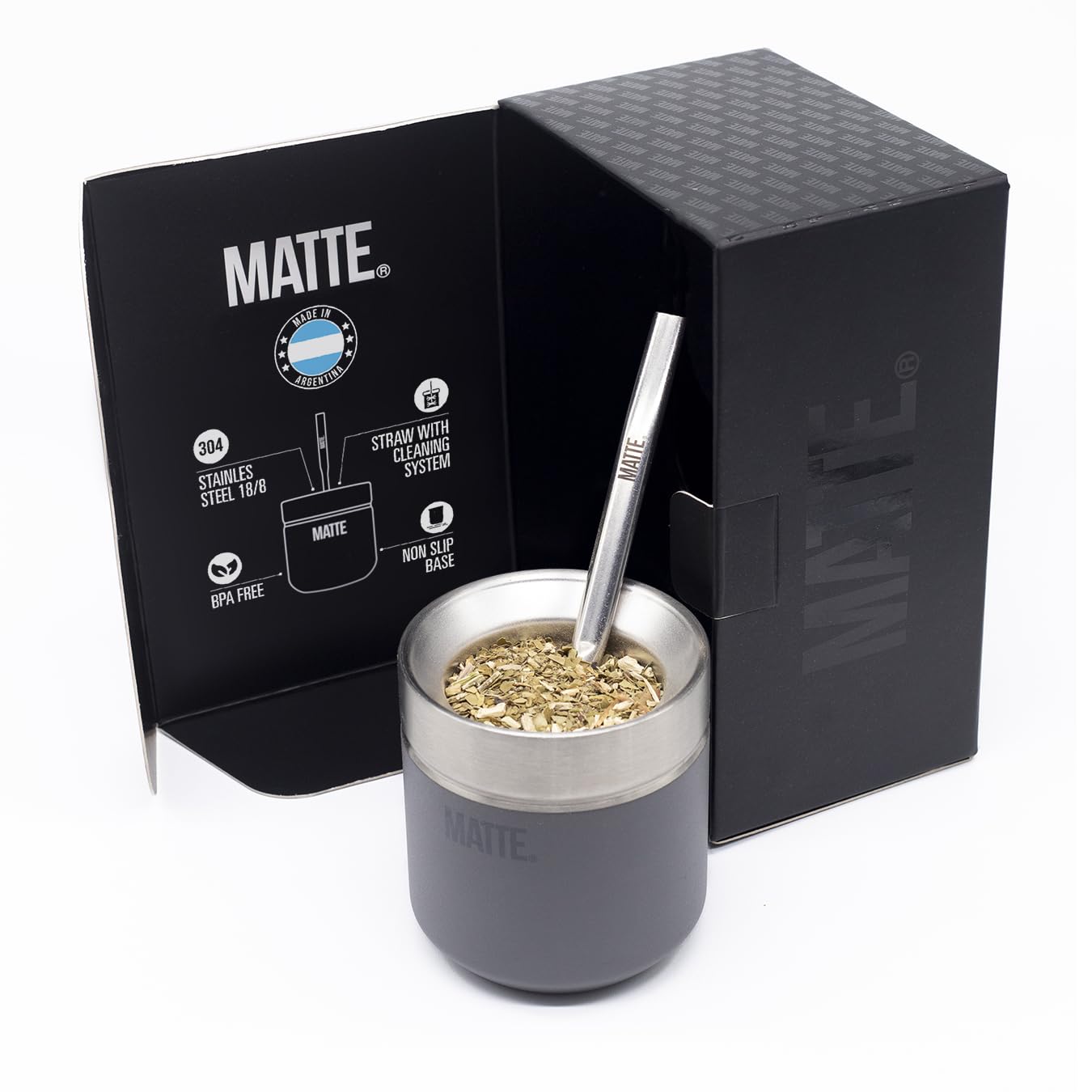 Matte 6.5 oz Yerba Mate Gourd & Bombilla Set