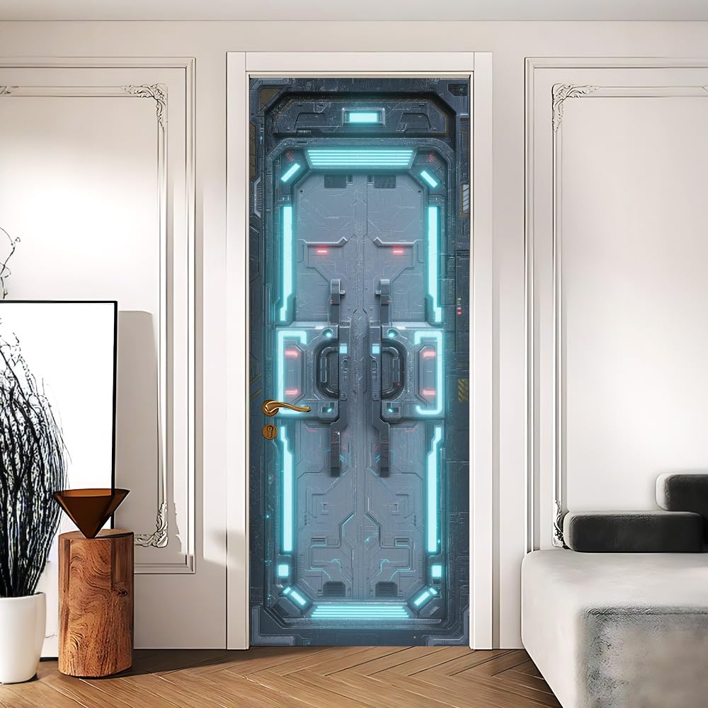 Sci Fi Door Sticker, Spaceship Door Cover, 30.3x78.7in