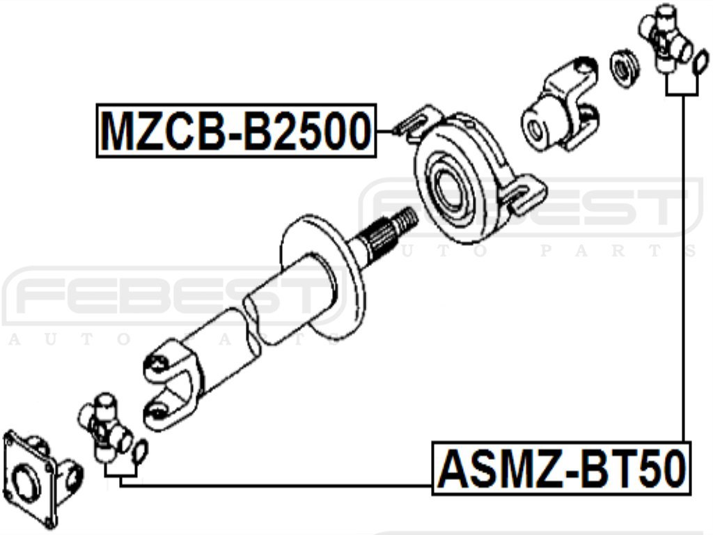 SA51-25-300 - Center Bearing Support - Febest # MZCB-B2500-1 Year Warranty