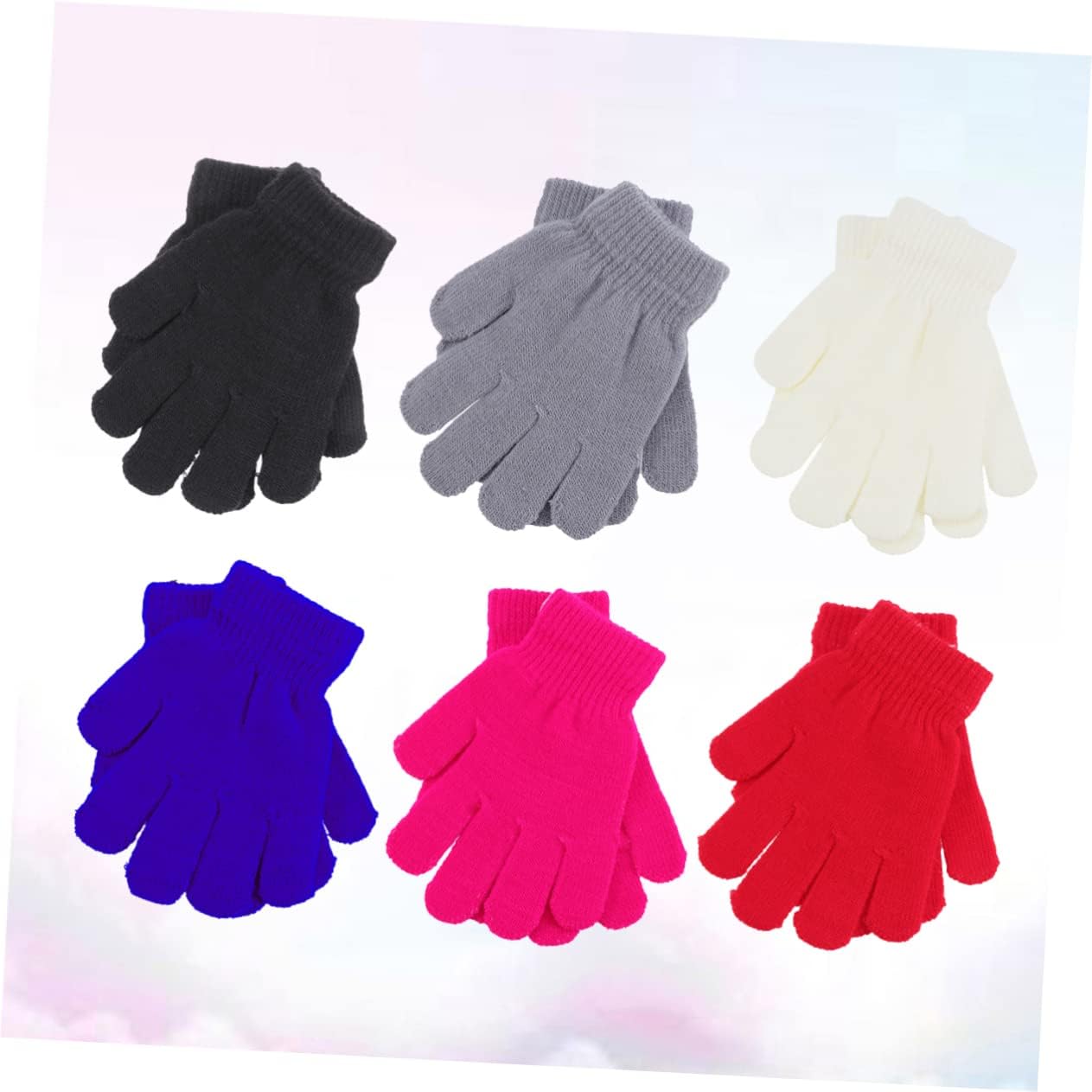 NOLITOY Winter Gloves Children 6 Pairs Boys and Girls Knit Winter Gloves Soft Warm Mittens Cold Protection for Boys/girls Random