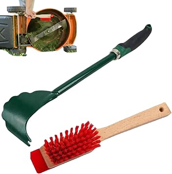 Mower Deck Scraper with Ergonomic Long Handle - Efficient Mower Deck Cleaning Tool with Brush, Hangable Lawnmower Decks Scraper Set for Maintenance Cleaning Lawnmower Set3