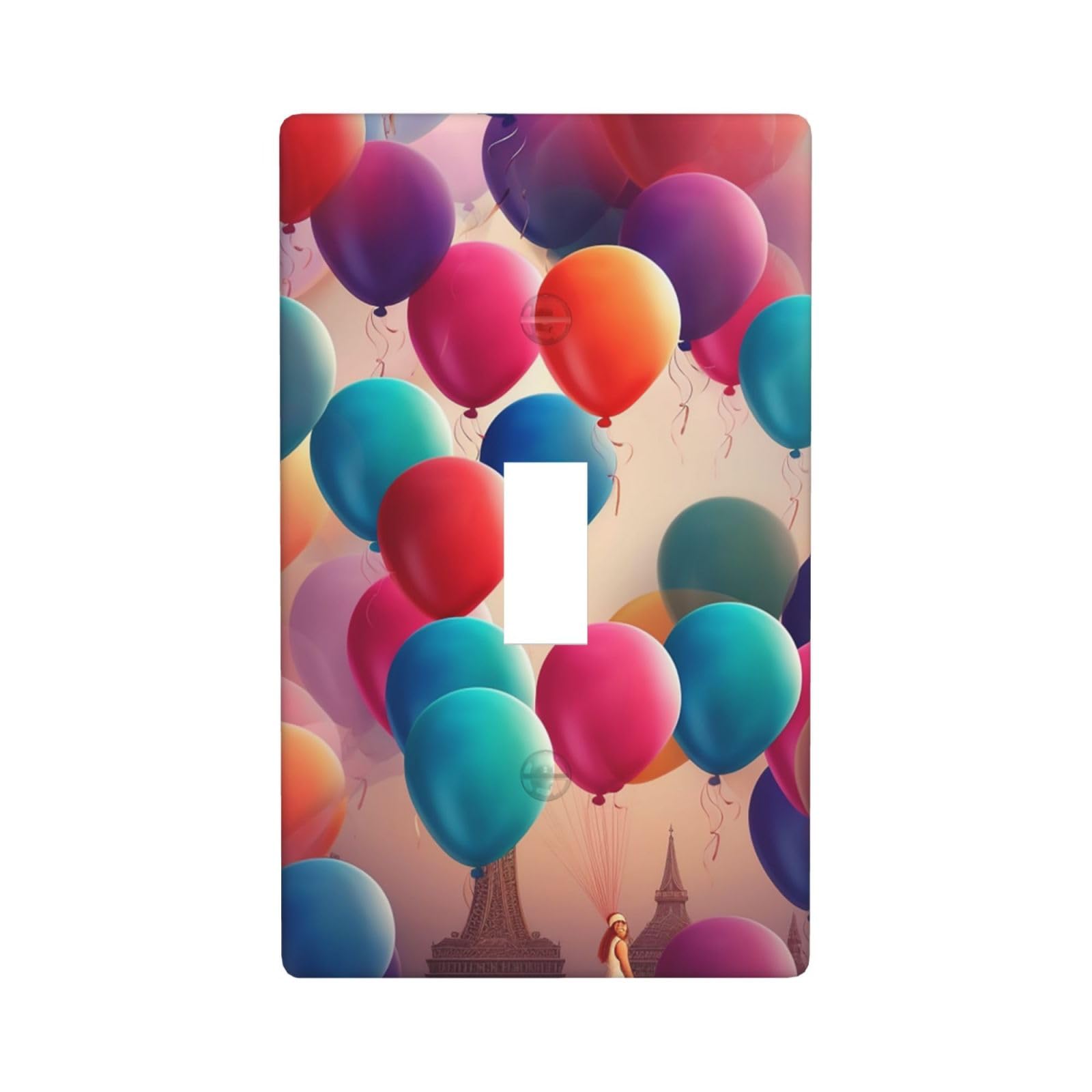1-Gang Decorator Wall Plate Balloon Light Switch Cover Single Toggle Receptacle Outlet Wall Plate 4.5" x 2.8" Wallplate Unbreakable Polycarbonate Outlet Faceplates Covers