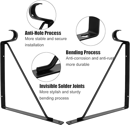 Miniatura 3 de Paquete de 4 estantes y soporte de barra de armario resistentes, 11 x 10.2 x 1 pulgadas, soporte de poste para colgar ropa, ganchos de soporte de