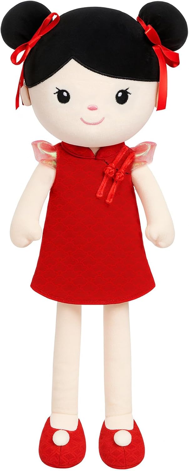 Soft Baby Doll Toys (16'') Baby Rag Doll for Girls Birthday Gifts Cuddly Plush Toys for Toddler Kids (Cheongsam Girl) - Image 8