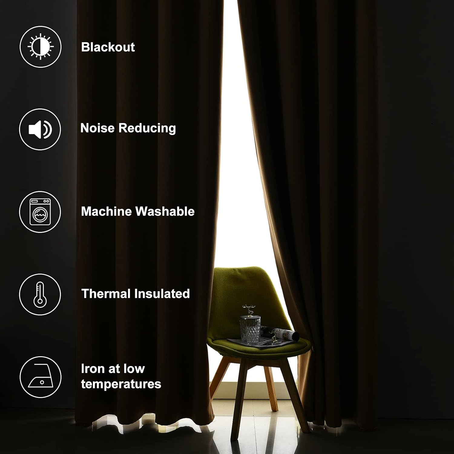 100% Blackout Curtains 96 inch Length for Bedroom, Thick Noise Reduction Thermal Insulated Grommet Window Drapes Room Darkening Curtains for Living Room, 2 Panels (52x96 inches,Sky Blue)