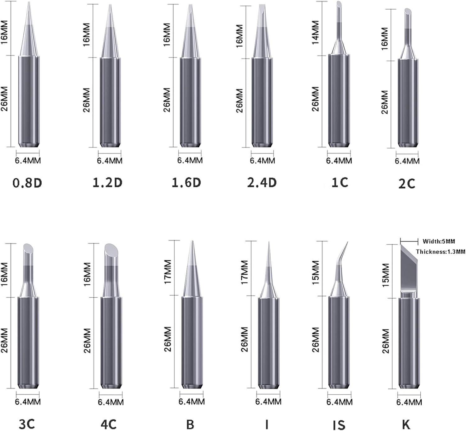 12PCS 900M Soldering Tips for HAKKO 936,937,907 series and TENMA, ATTEN, Quick, Aoyue, Yihua Soldering Iron Tips Replacement Solder Tips for Welding Equipment