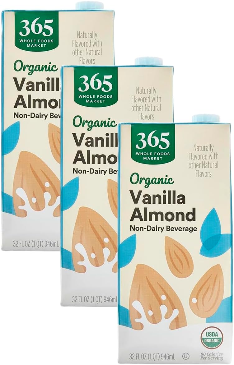 365 by Whole Foods Market, Organic Vanilla Almond Milk, 32 Fl Oz (Pack of 3)