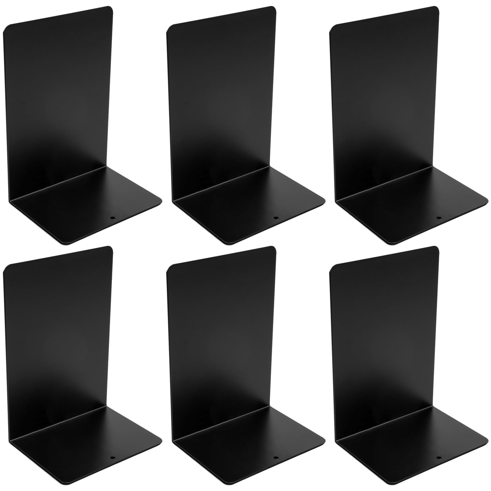 6 Piezas Sujetalibros de Metal, Sujeta Libros Metal Negro, con Alfombrilla Antideslizante, para Casa Oficina Biblioteca Escuela,19.5x13.5x10cm