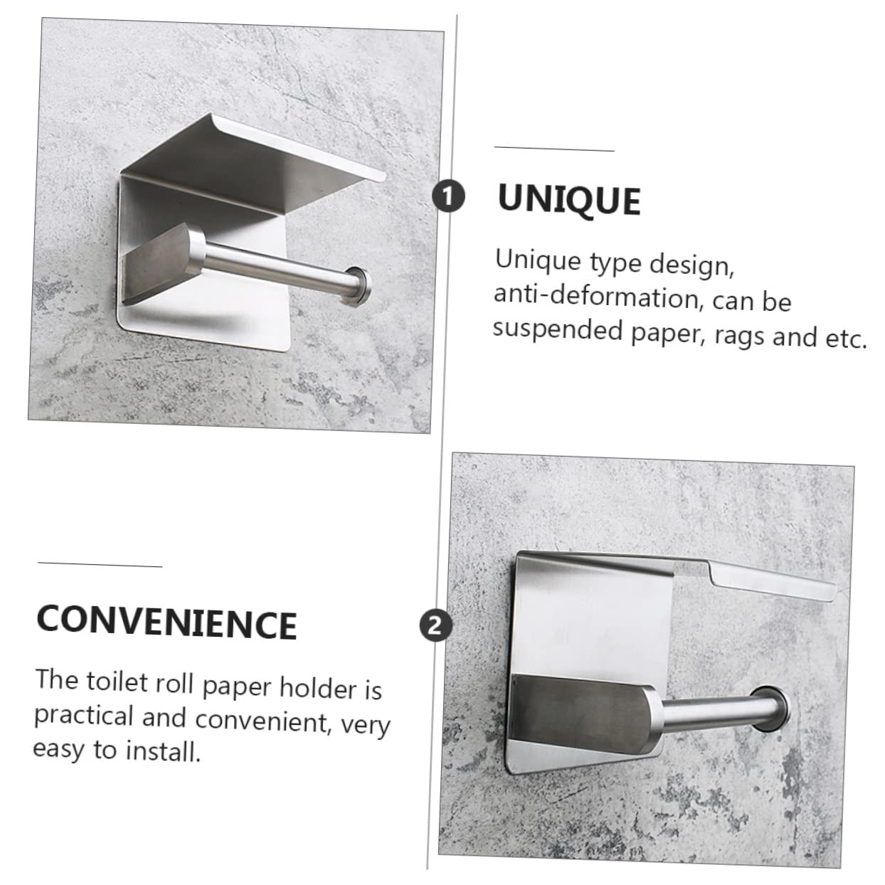 Portarrollos 304 Papel de Acero Inoxidable Higiénico Plata | Estante de Almacenamiento, Diseño Ahorra Espacio, Montaje en Pared para Cocina y Baño