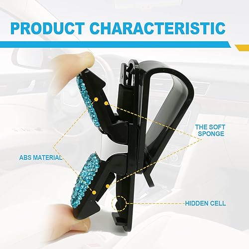 Miniatura 4 de Soporte giratorio para lentes de sol de automóvil con clip para tarjeta de boleto para mujeres y niñas, soporte para lentes de sol para accesorios