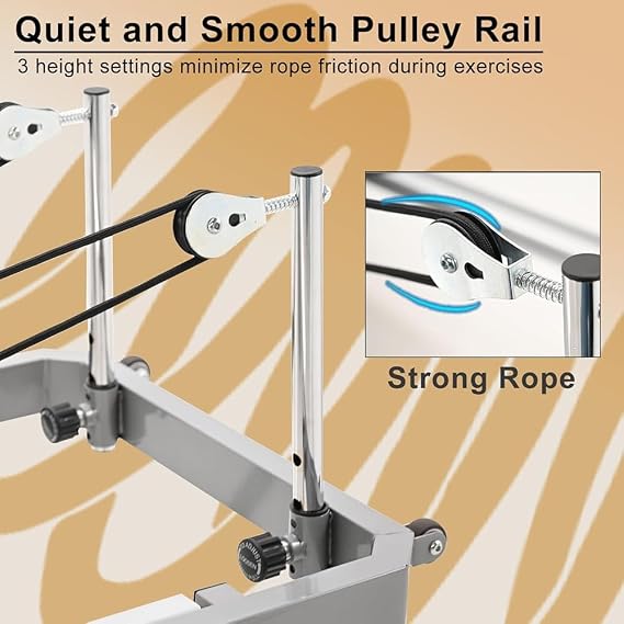 Foldable Pilates Reformer, Home Pilates Reformer Machine with 5 Metal Resistance Springs, Maximum Tension 150 lbs Pilates Equipment Exerciser for Home Workout and Gym