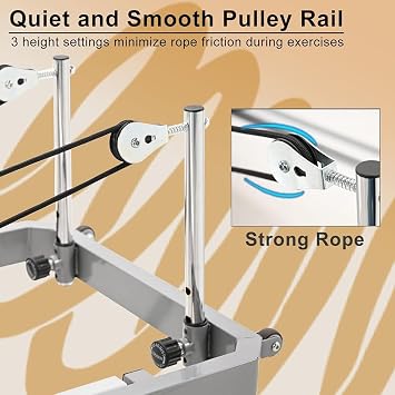 Foldable Pilates Reformer, Home Pilates Reformer Machine with 5 Metal Resistance Springs, Maximum Tension 150 lbs Pilates Equipment Exerciser for Home Workout and Gym