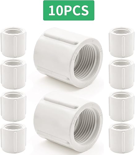 Miniatura 2 de 10 tubos roscados de PVC, acoplamiento de tubo hembra de 12 pulgada, conectores de tubería de PVC, montaje de tubería de PVC para rociadores, riego,