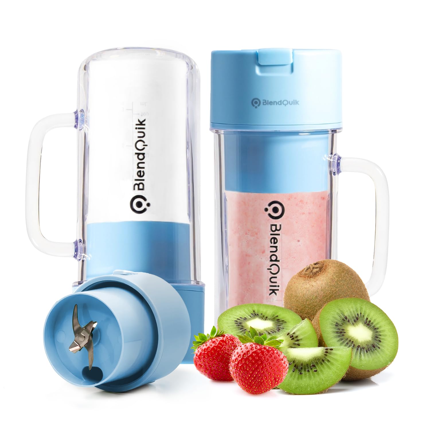 WASAGA Personal Blender 340ml - Kabelloser Smoothie Maker Mit 10 Klingen & Strohhalm