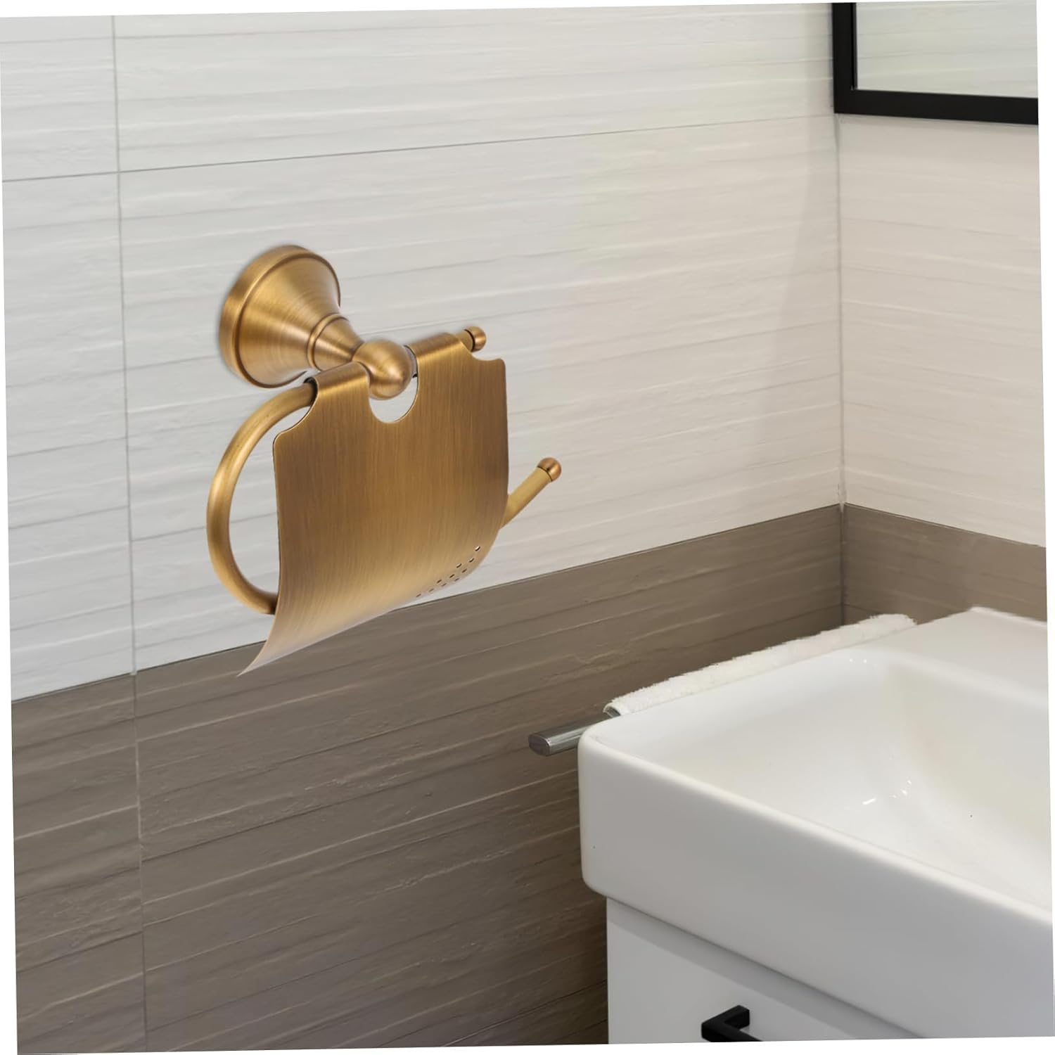 Brushed Gold Toilet Paper Holder, Creative Bathroom Tissue Roll Storage with Unique Design