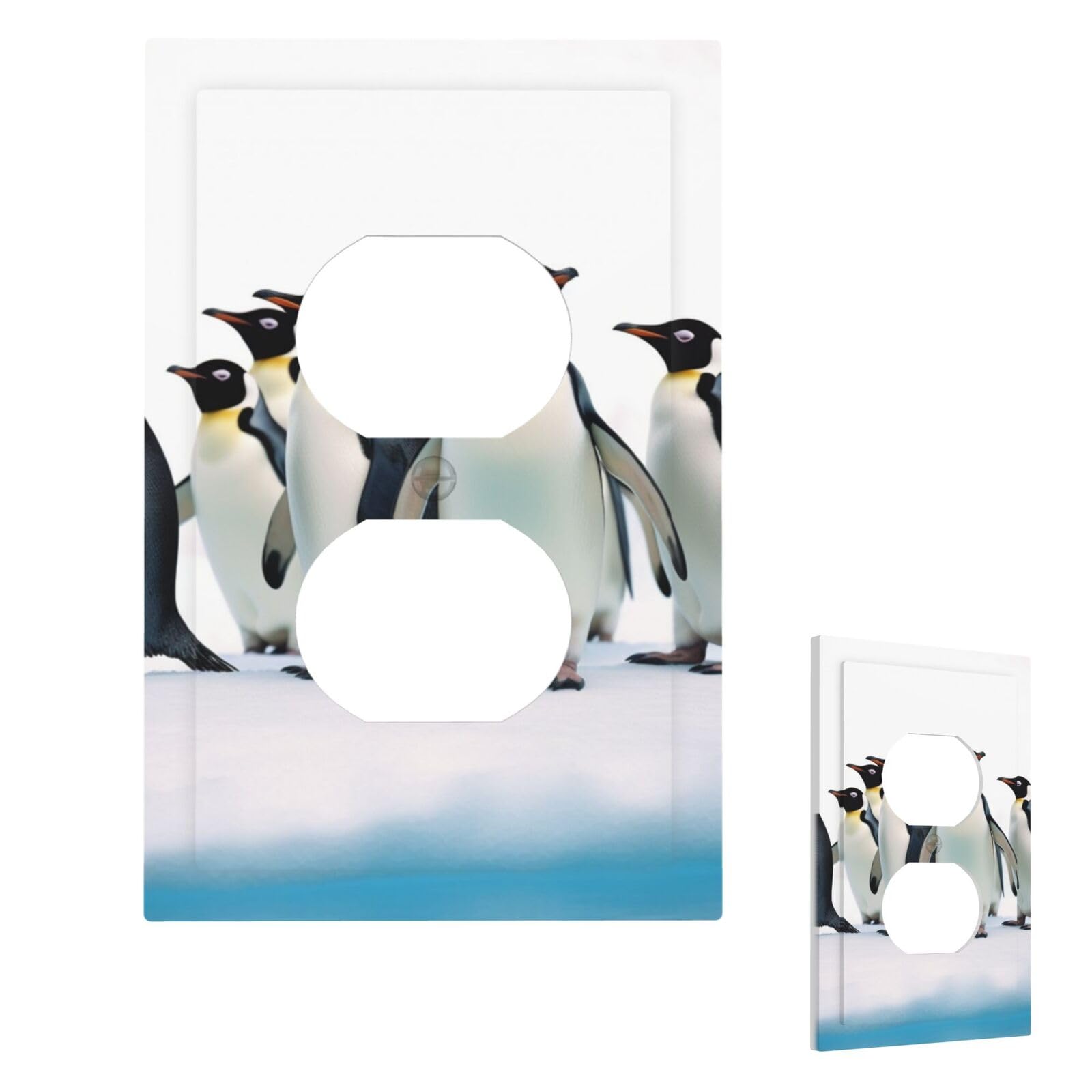 Penguins Wall Plate Cover Modern Decorative 1 Gang Light Switch Cover Unbreakable Receptacle Outlet Covers For Living Room Bedroom Home Decor Duplex