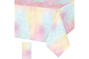 Tiamon Pastel Rainbow Tie Dye Unicorn Disposable Tablecloth