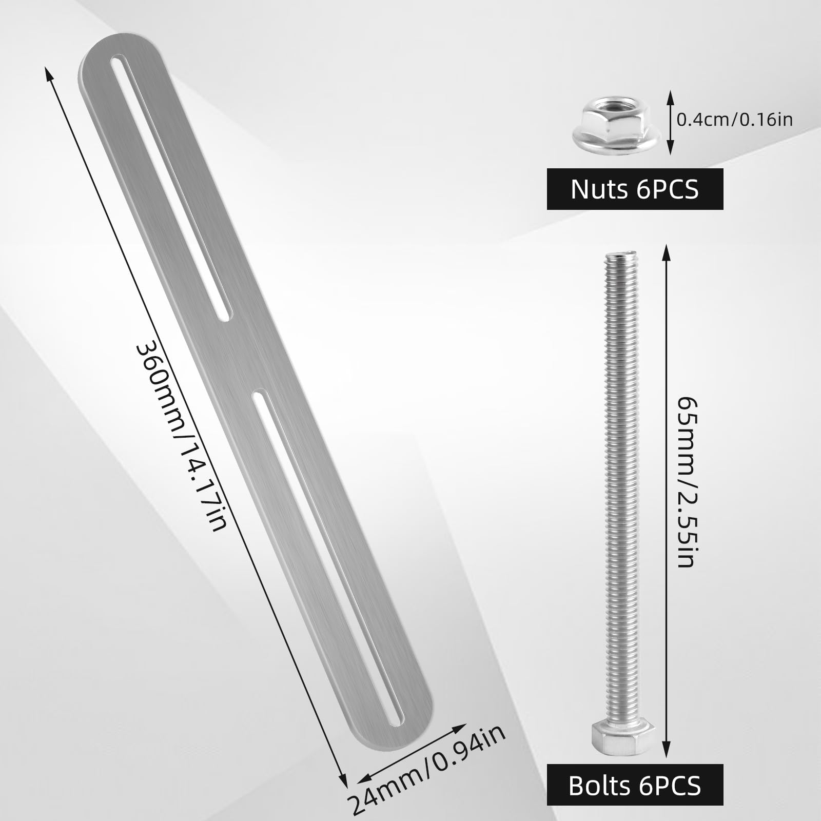 Set Fissaggio Cassetta Lettere Per Recinzione - 2 Supporti In Acciaio Inox Con 6 Viti - 360x24mm - Foto 3